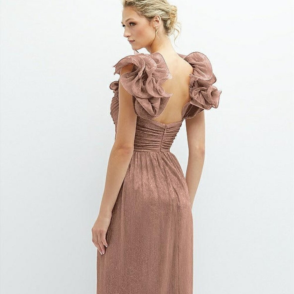 After Six 6883...Convertible Strap Metallic Pleated Dress...Sienna.....Size XS - Picture 8 of 11